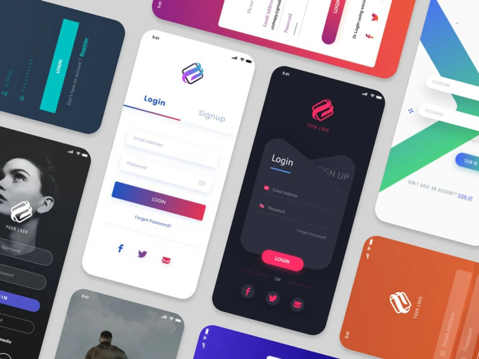 Login Screens 10 Versions for Figma and Adobe XD
