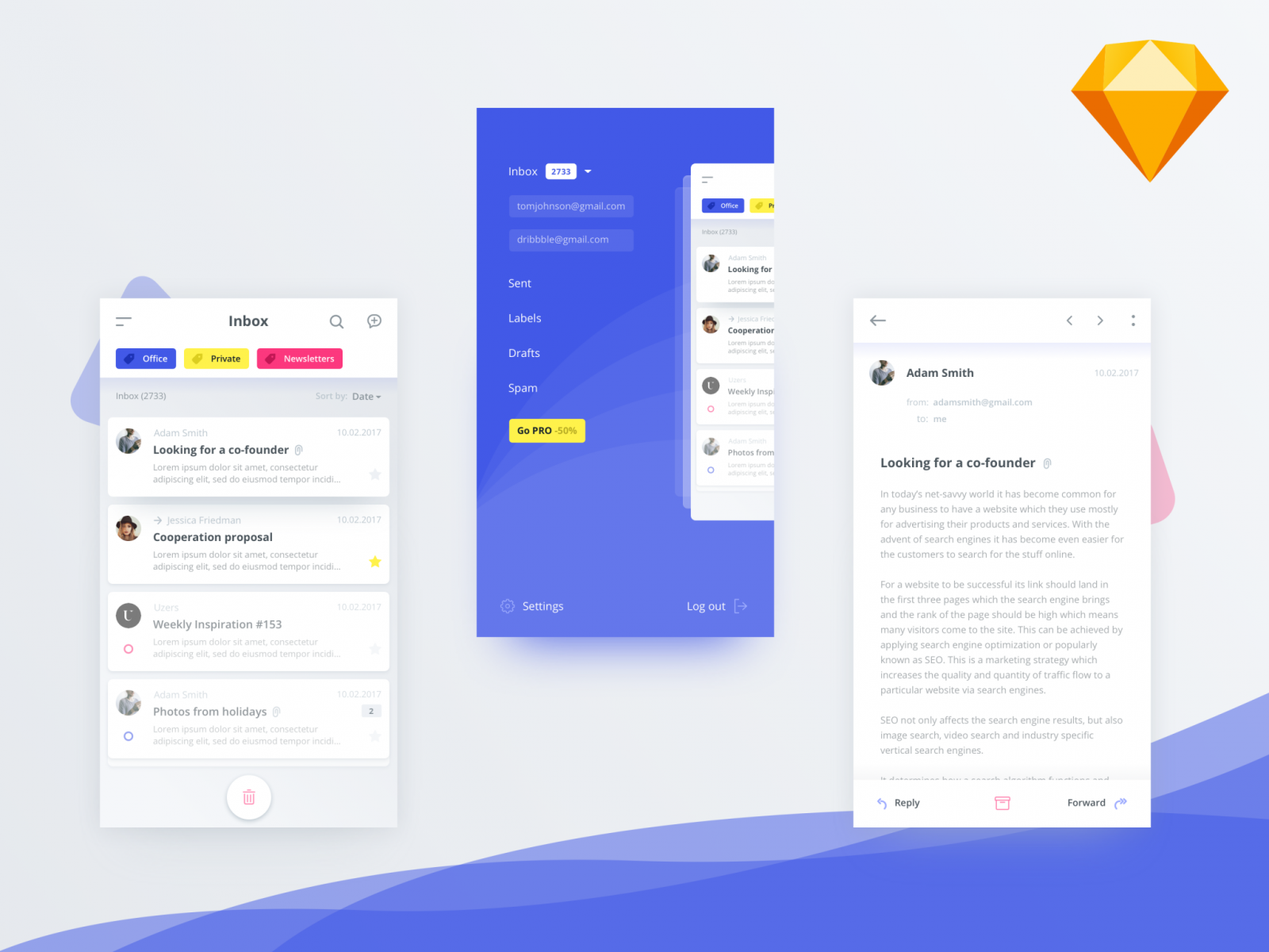 Mail Client App UI Kit for Figma and Adobe XD No 1