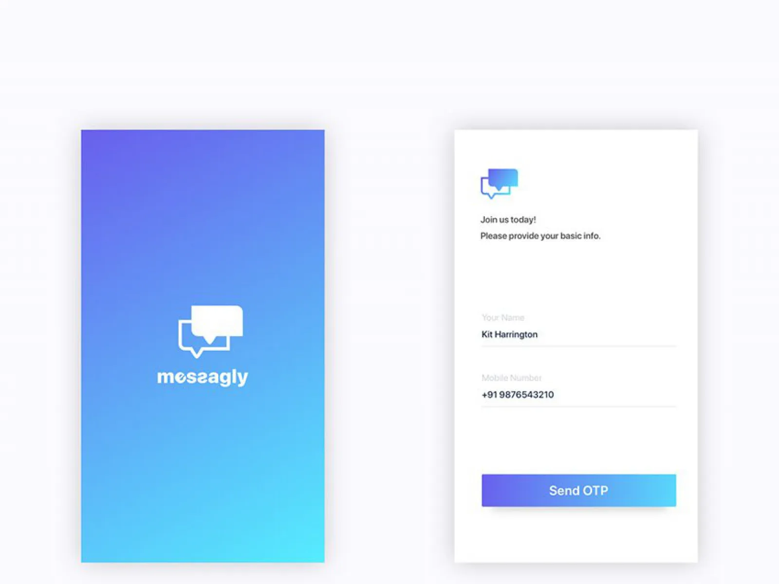 Messagly Free App Design for Figma and Adobe XD