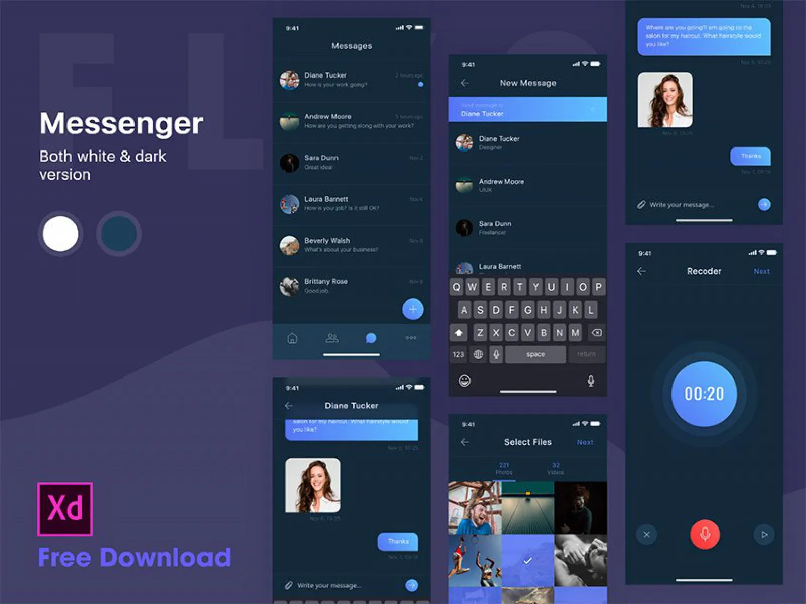 Messenger Chat App Design for Figma and Adobe XD