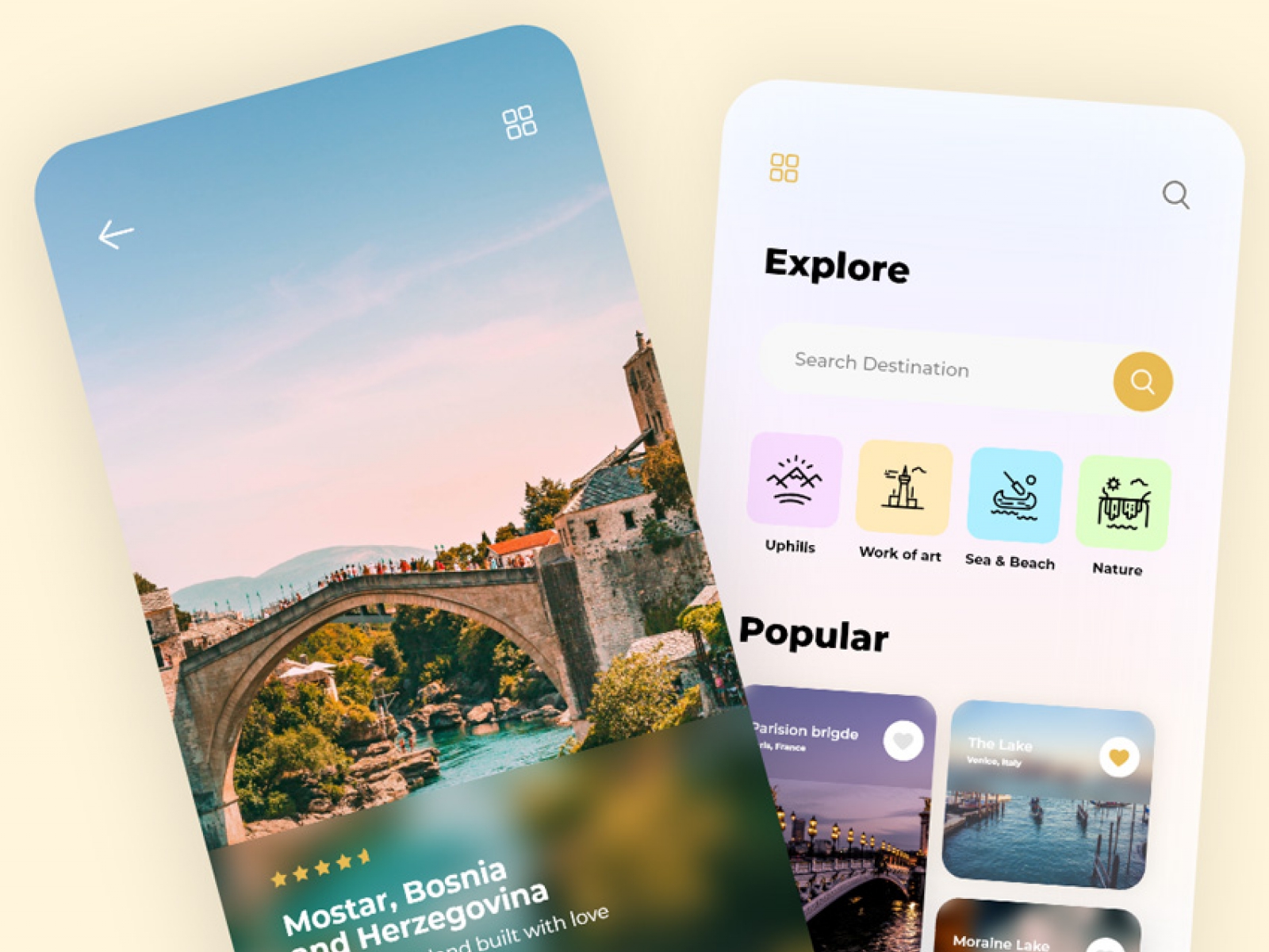 Minimal Travel App Design for Figma and Adobe XD