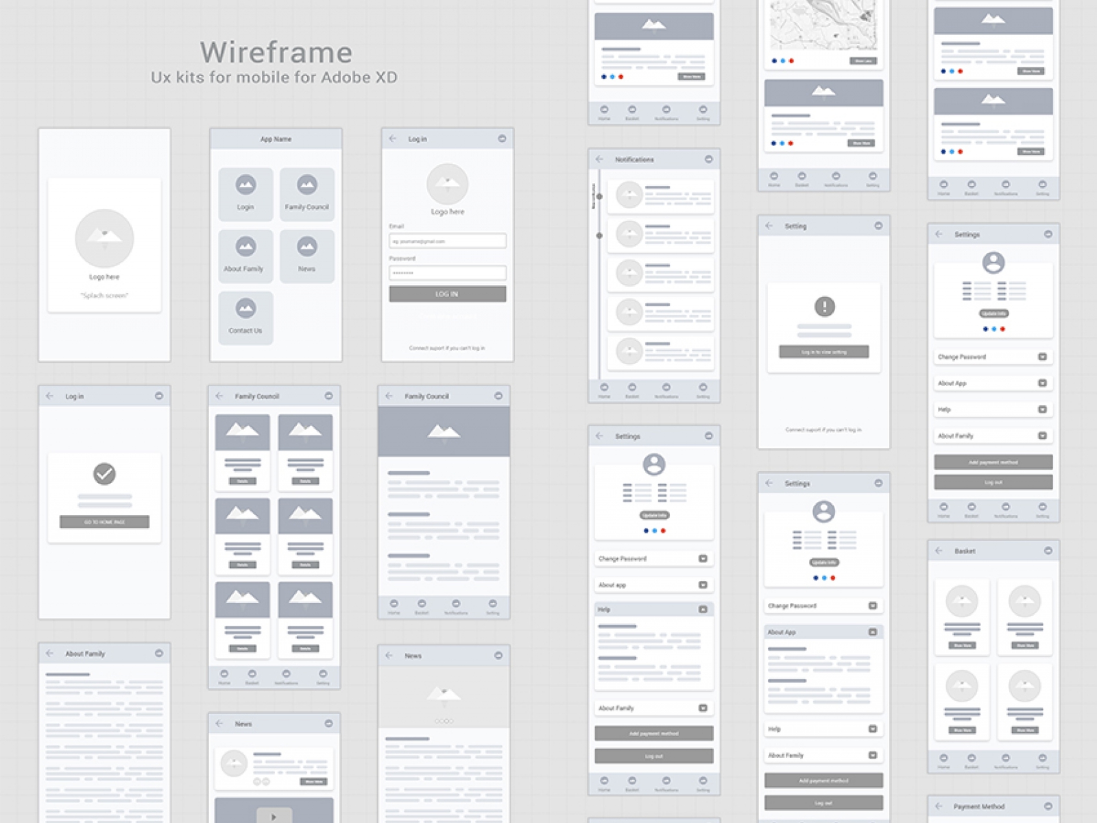 Mobile Wireframe UI Kit for Figma and Adobe XD No 1