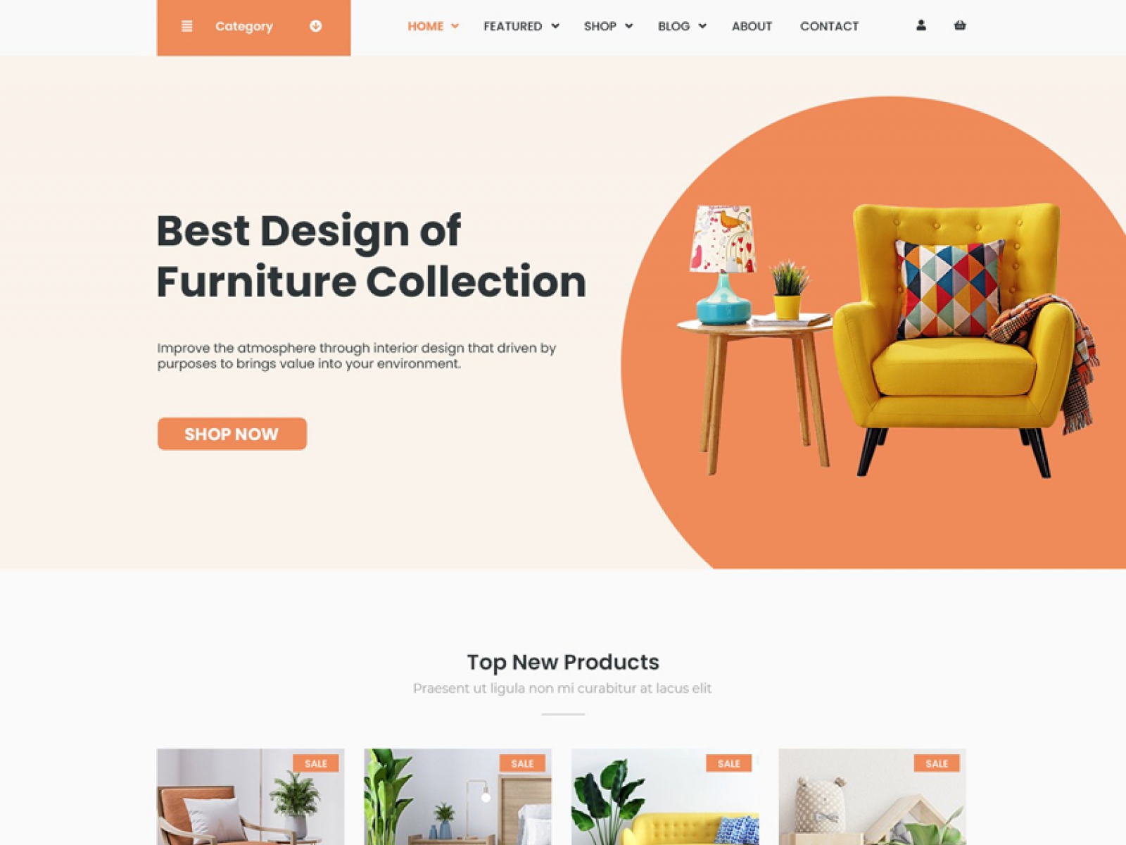 Orange Shop Web Design for Figma and Adobe XD