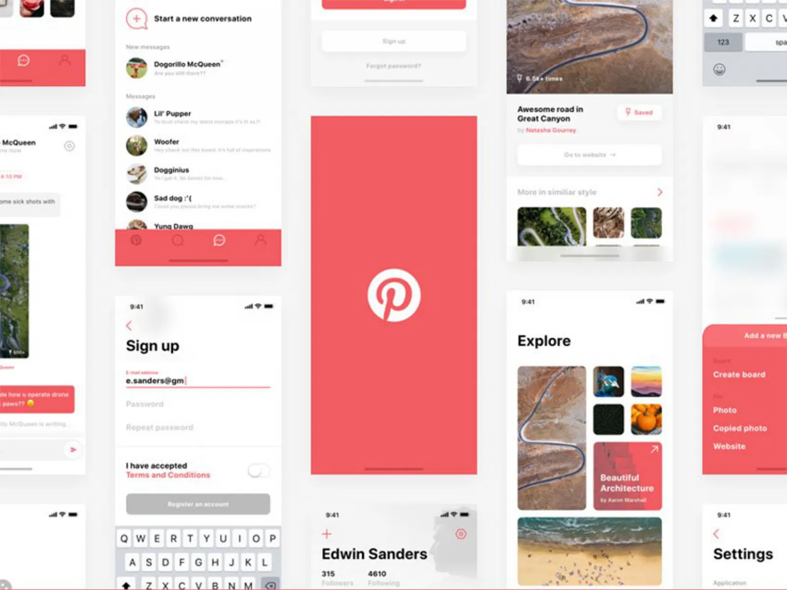 Pinterest App Design Concept for Figma and Adobe XD No 1