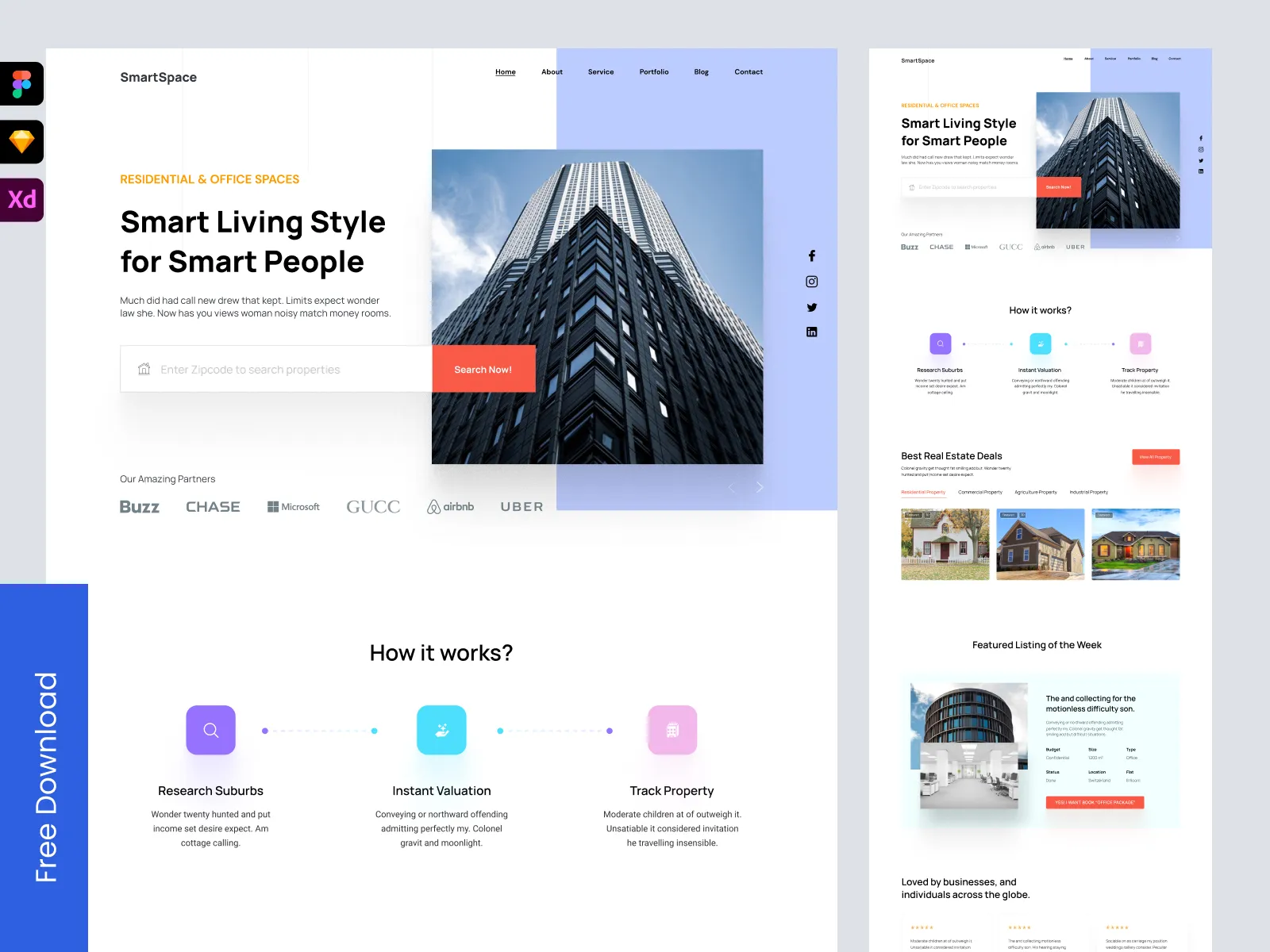 Real Estate Website Landing Page for Figma and Adobe XD