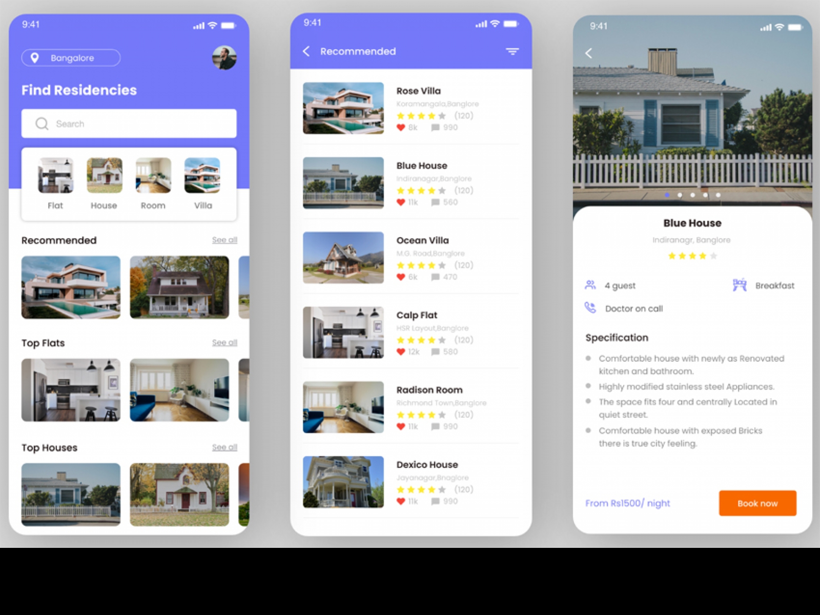 Residence Booking App for Figma and Adobe XD No 1