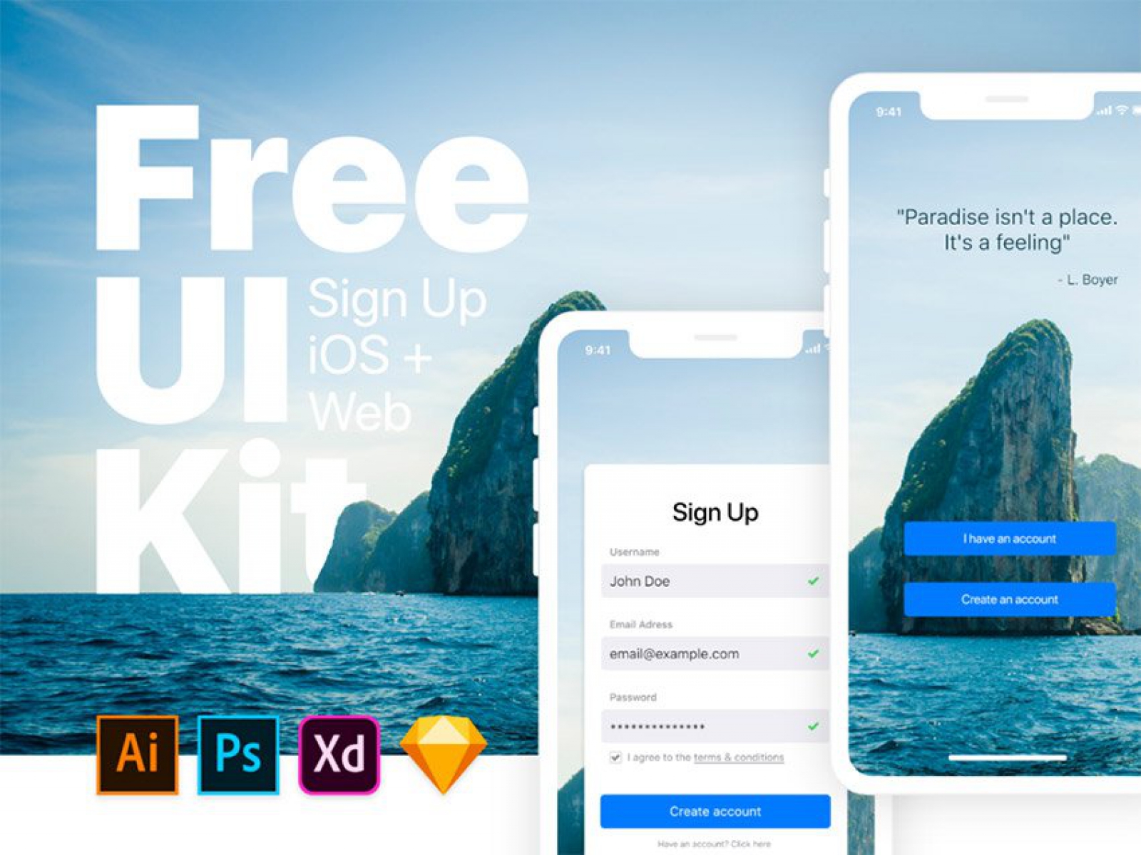 Sign Up iOS & Web UI Kit for Figma and Adobe XD No 1