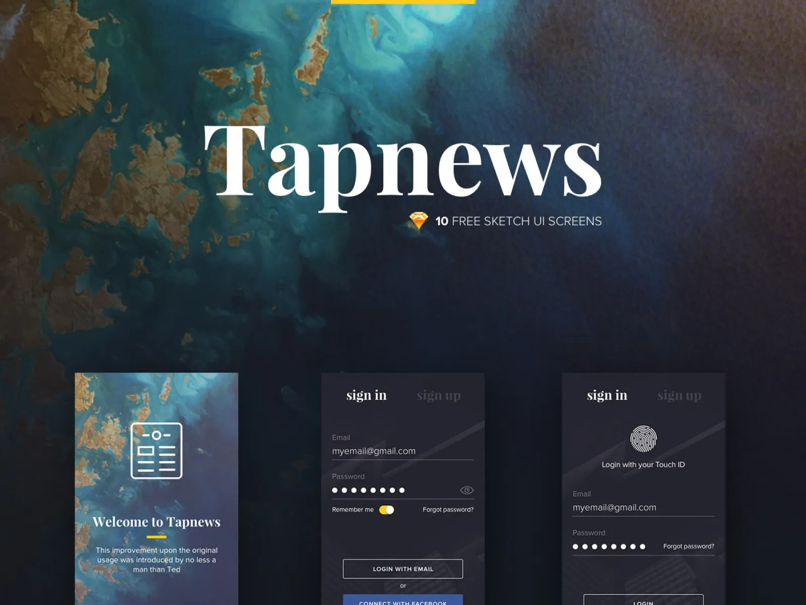 Tapnews Free App Design Kit for Figma and Adobe XD No 1