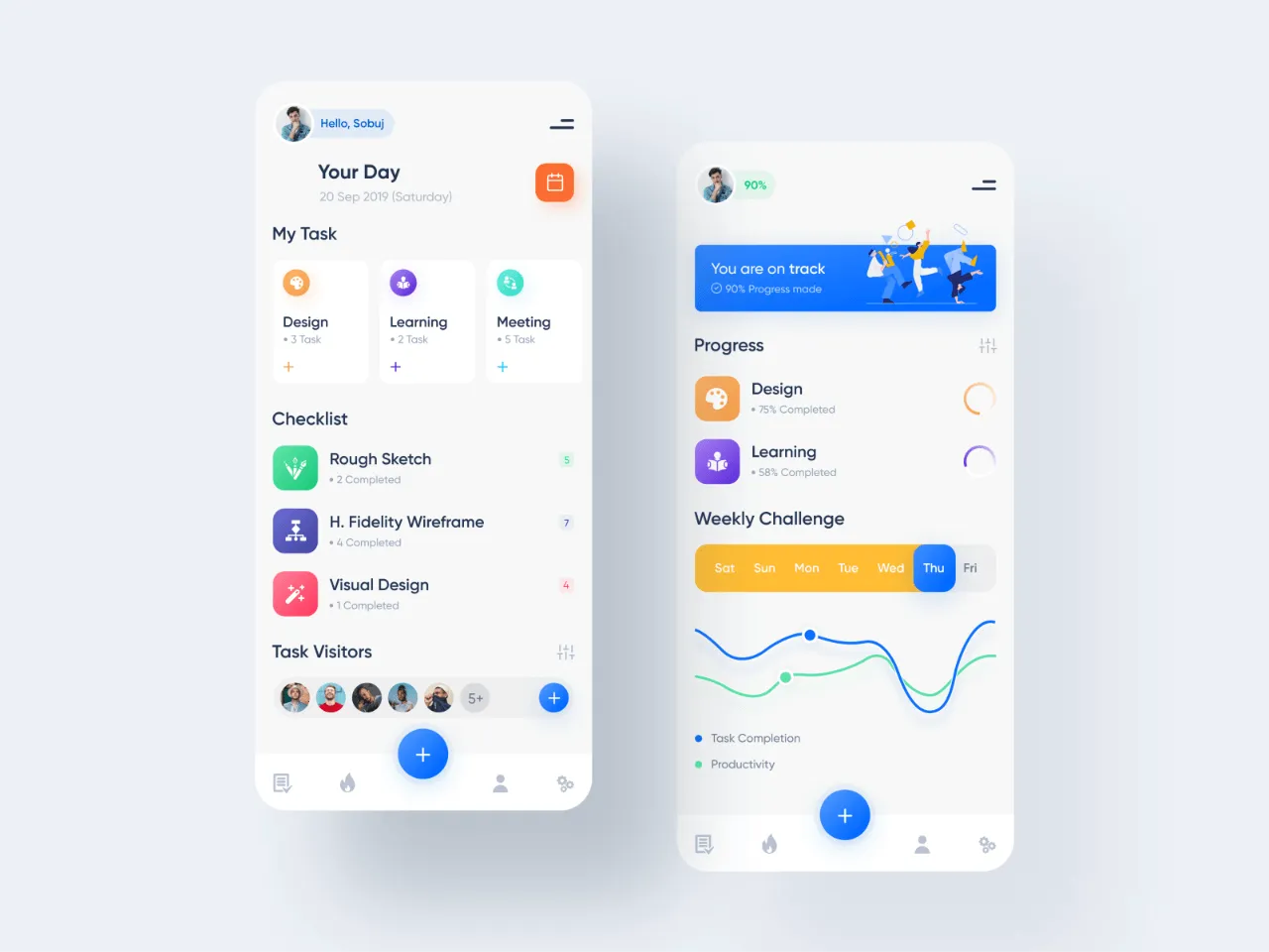 Task Management App Exploration for Figma and Adobe XD