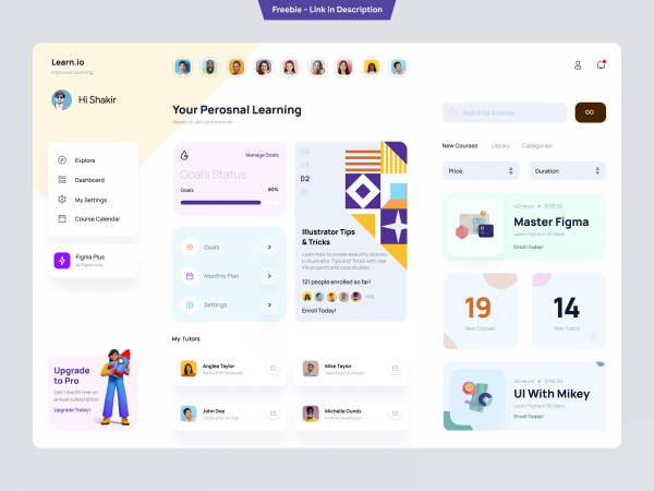 Online Learning Education Dashboard UI Concept