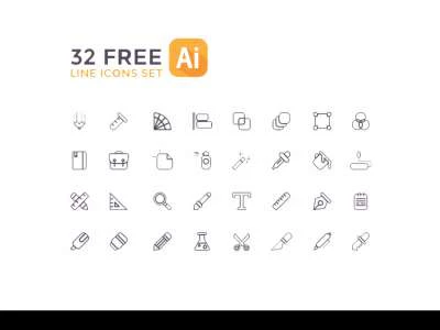 32 Free Line Icons Set  - Free template