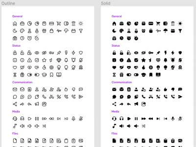 500 Outline and Solid Icons  - Free template