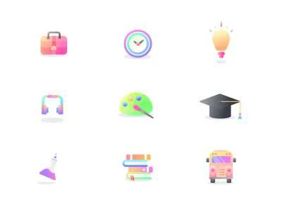 9 Learning Colorful Icons  - Free template