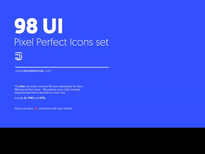 98 UI Pixel Perfect Icons Set  - Free template