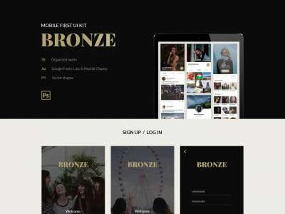 Bronze App Design UI Kit  - Free template