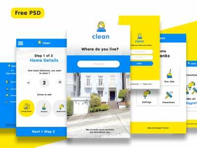Cleaning Service App UI Kit  - Free template