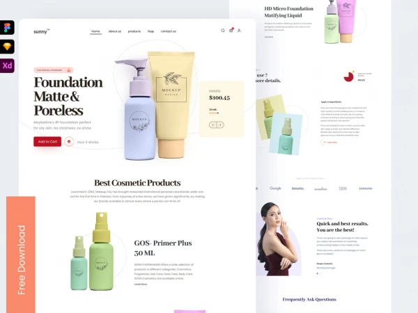 Cosmetics Product Landing Page for Shopify  - Free template