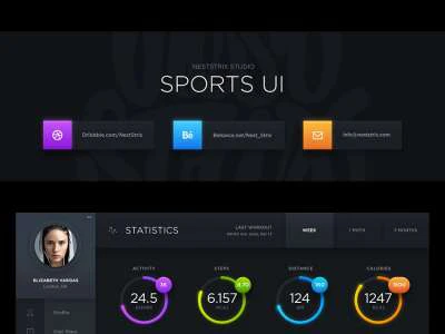 Dark Sports Free UI Kit  - Free template
