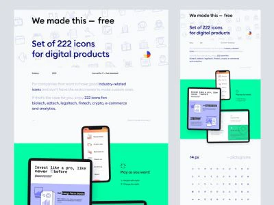 222 Free Icons for Digital Products  - Free template