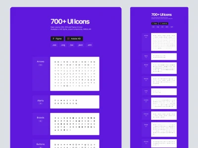 700+ UI Icons for Figma and Adobe XD  - Free template
