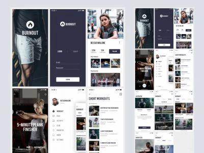 Burnout - Fitness App free for Photoshop  - Free template