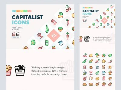 Capitalist Food and Drinks Icon Set  - Free template
