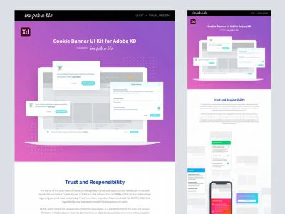 Cookie Banner UI Kit for Adobe XD  - Free template