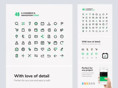 eCommerce & Navigation Icons Set  - Free template