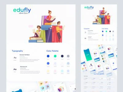 Edufly - Online eBook Store UI Kit for Adobe XD  - Free template