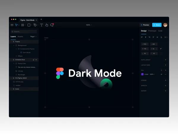 Figma App Dark Mode  - Free template