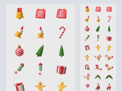 Free Christmas 3D Illustrations  - Free template