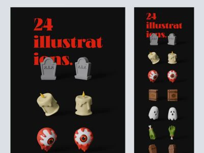 Free Halloween 3D Illustrations  - Free template