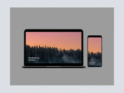 Free Pixel 4 and Pixelbook Go Mockup  - Free template