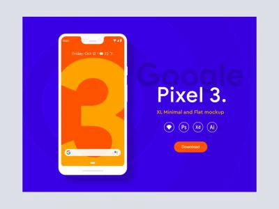 Google Pixel 3 XL Flat Mockups  - Free template