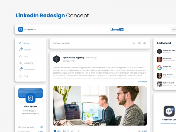 LinkedIn Redesign Concept  - Free template