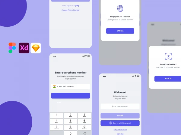 Login Wallet Mobile UI Kit  - Free template