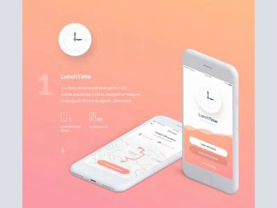 LunchTime - Mobile App Design  - Free template