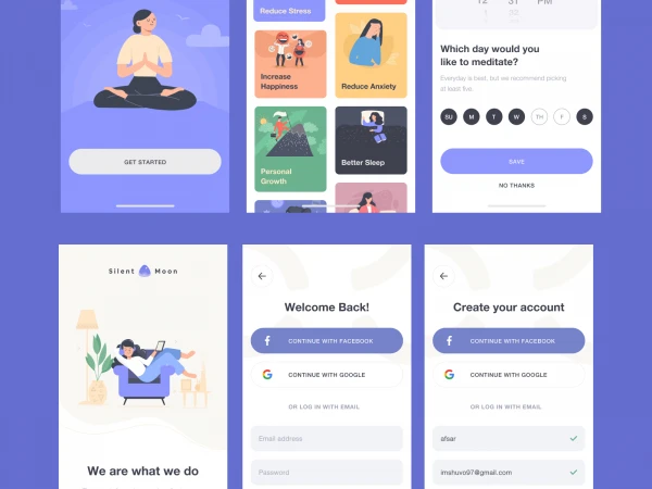 Meditation App UI Kit  - Free template