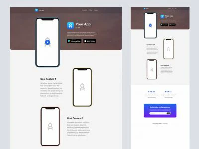 Mobile App Landing Page for Sketch  - Free template