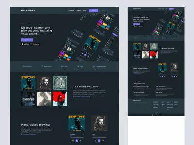 Music App Landing Page for Sketch  - Free template
