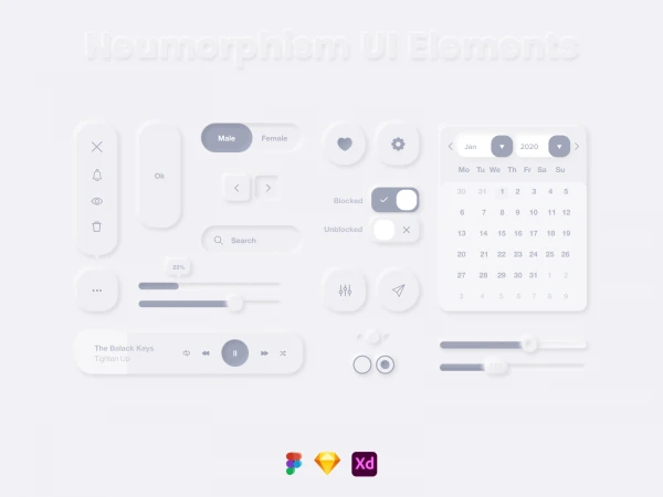 Neumorphic UI Elements  - Free template