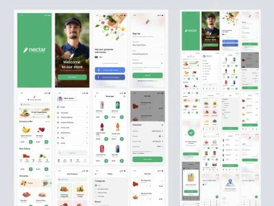 Online Groceries Free App UI Kit for Figma  - Free template