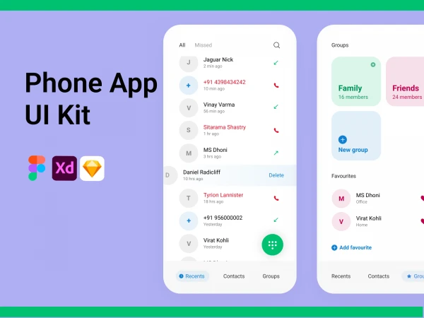 Phone App UI Kit  - Free template
