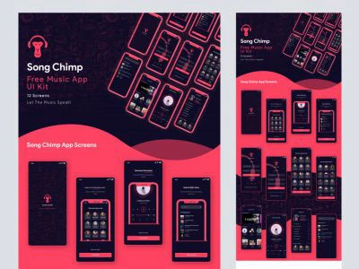 Song Chimp - Free Music App for Adobe XD  - Free template
