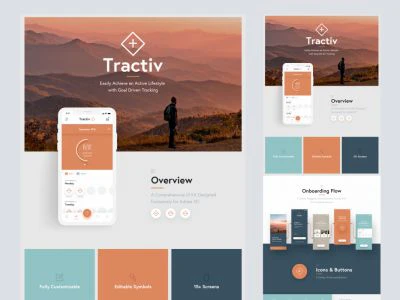 Tractiv Free UI Kit for Adobe XD  - Free template