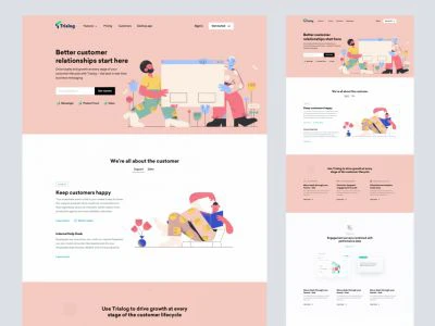 Trialog SaaS Landing Page for Sketch  - Free template