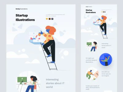 Unruly Landing Page Illustrations  - Free template