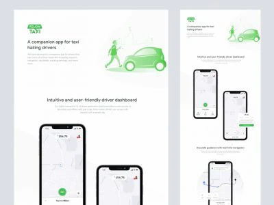 Yelow Taxi Driver App for Adobe XD  - Free template