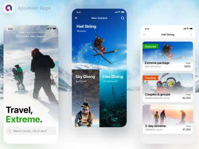 Extreme Travel App Design  - Free template