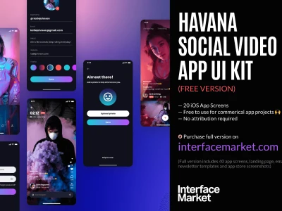 Social Video App UI Kit  - Free template